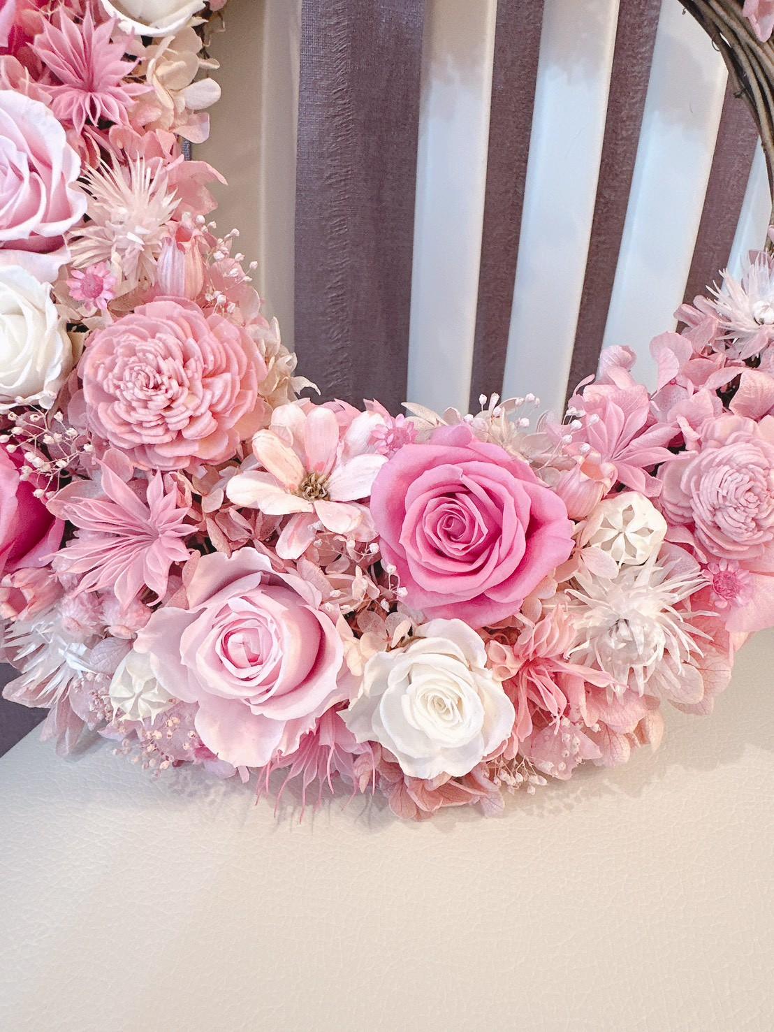 【人気 三日月リース】ロゼブロッサム クレセント 〜桃色の季節〜 結婚祝い ピンク 桜色 春限定2026 新作 ギフト | 16枚目